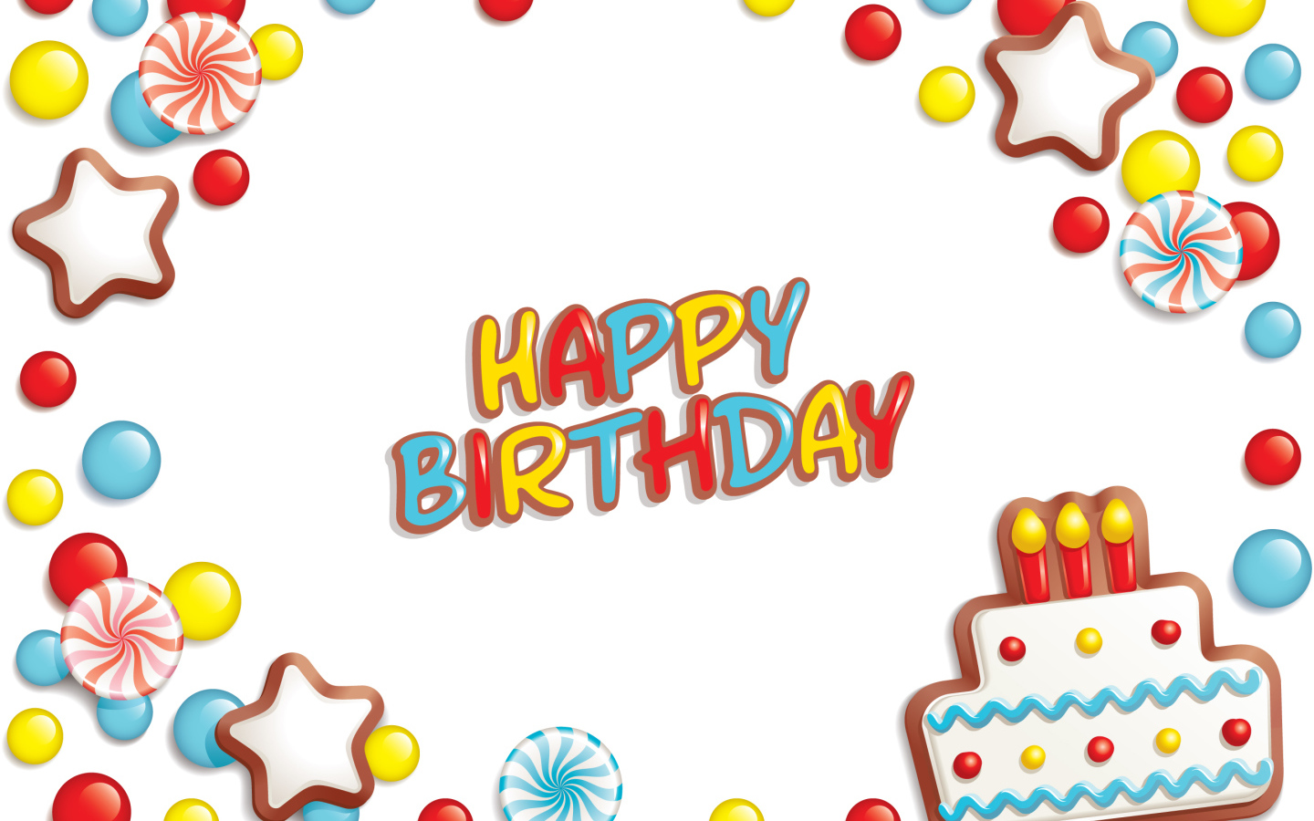 Весёлая картинка на день рождения, белый фон