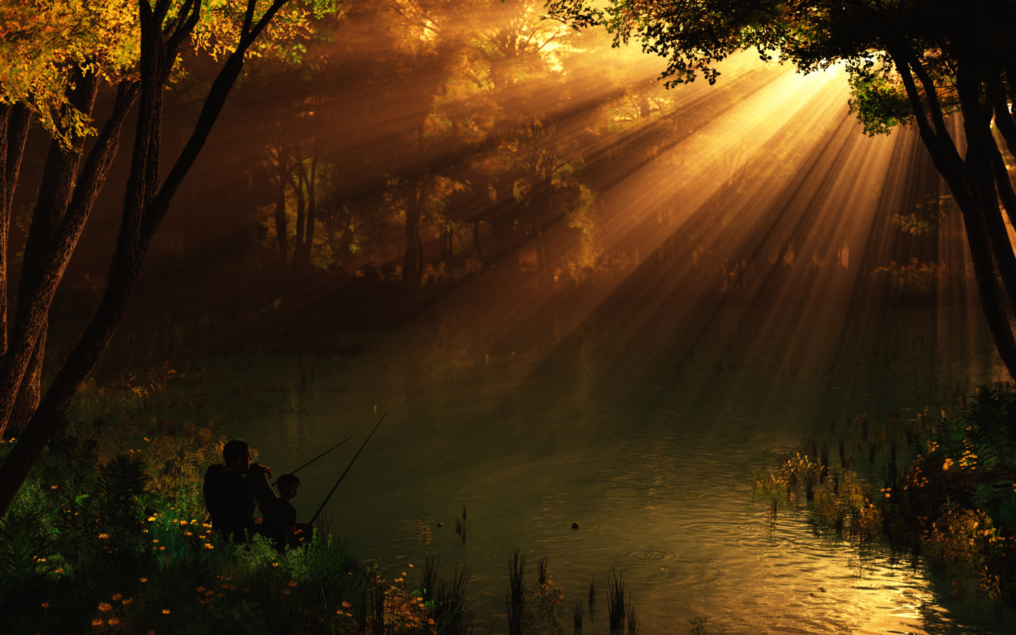 Рыбаки в солнечных лучах