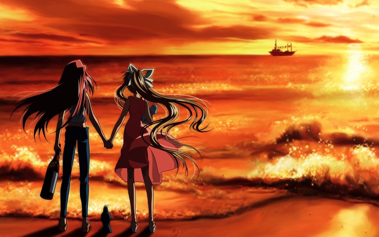 Две девочки на берегу моря