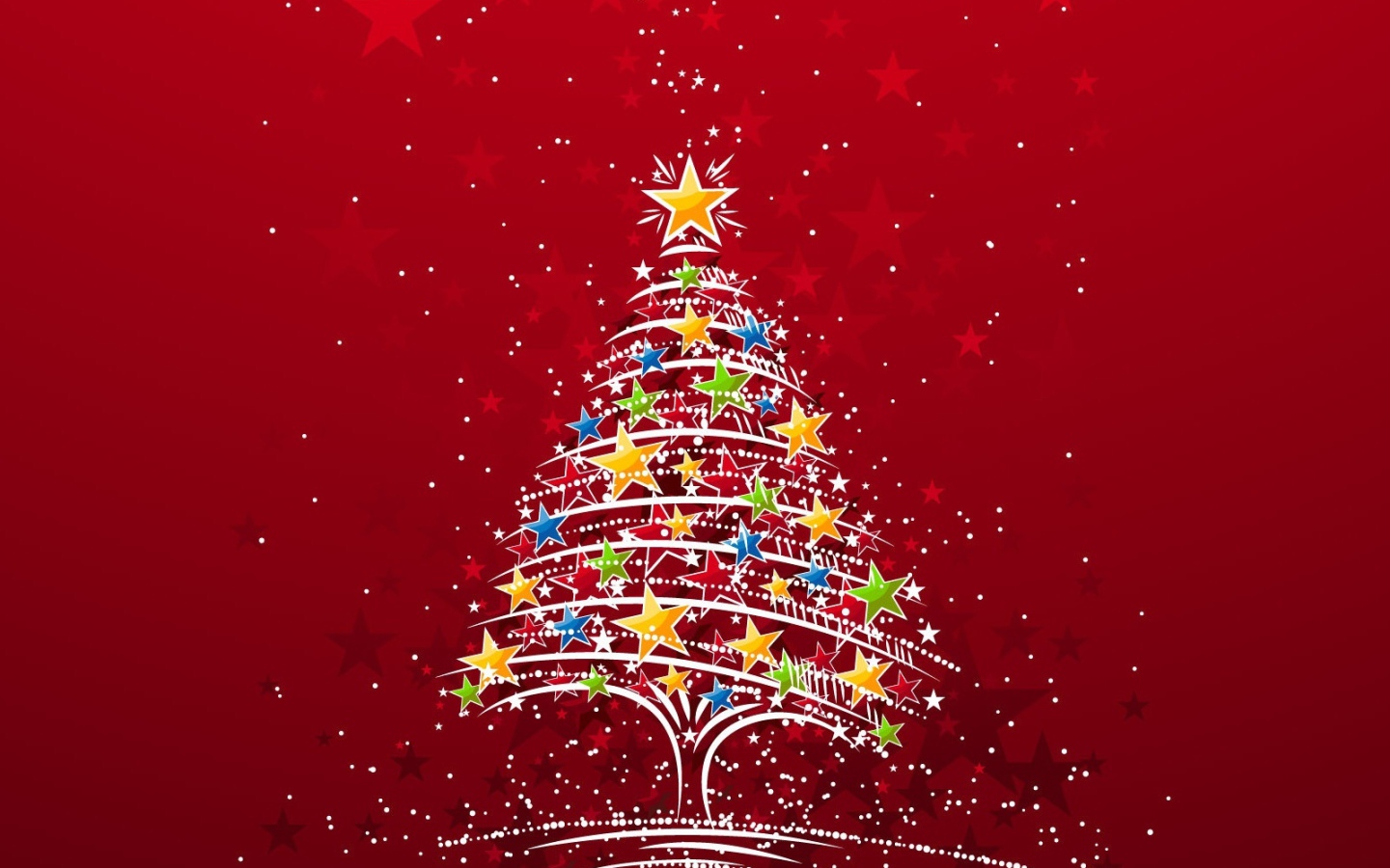 Новогодняя елка на красном фоне 2014