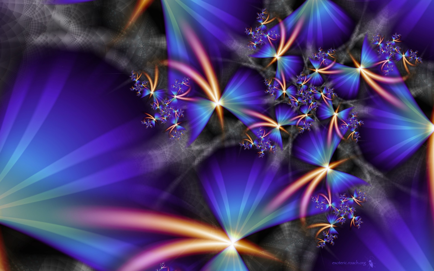 Синие лучи и цветы