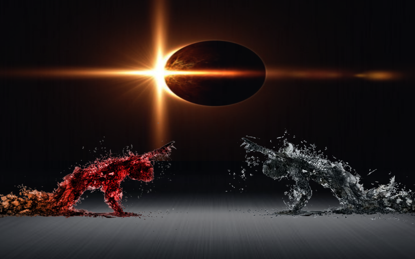 Солнце выглядывает из-за планеты