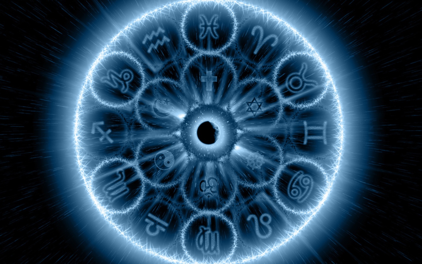 Знаки зодиака в голубом свечении