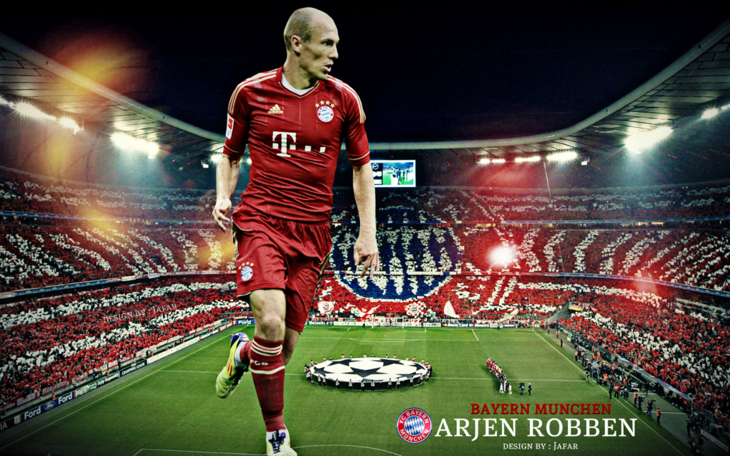  Бавария Арьен Роббен на фоне футбольного поля