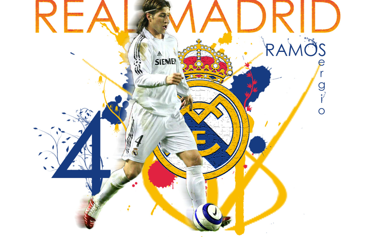Реал Мадрид Серхио Рамос на белом фоне
