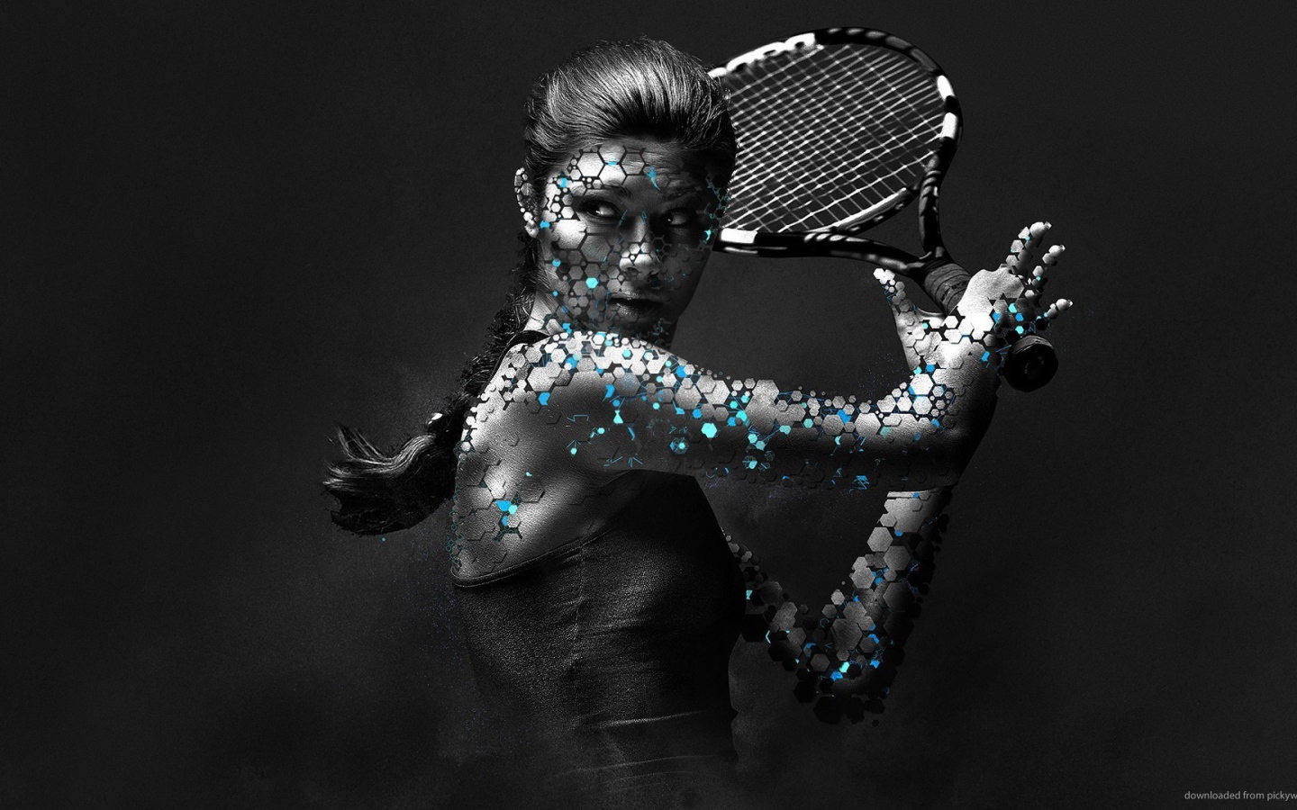Теннисистка на чёрном фоне