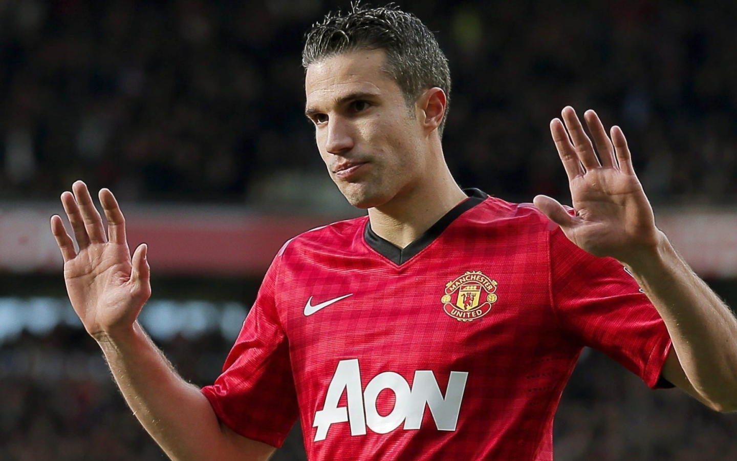 Нападавший игрок Манчестер Юнайтед Робин ван Перси получил желтую карточку