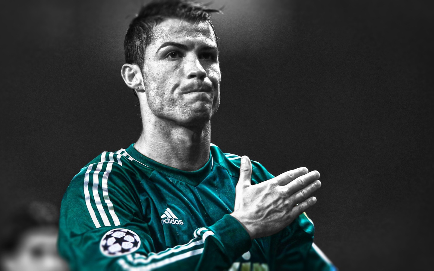 The player of Real Madrid Cristiano Ronaldo in dark background