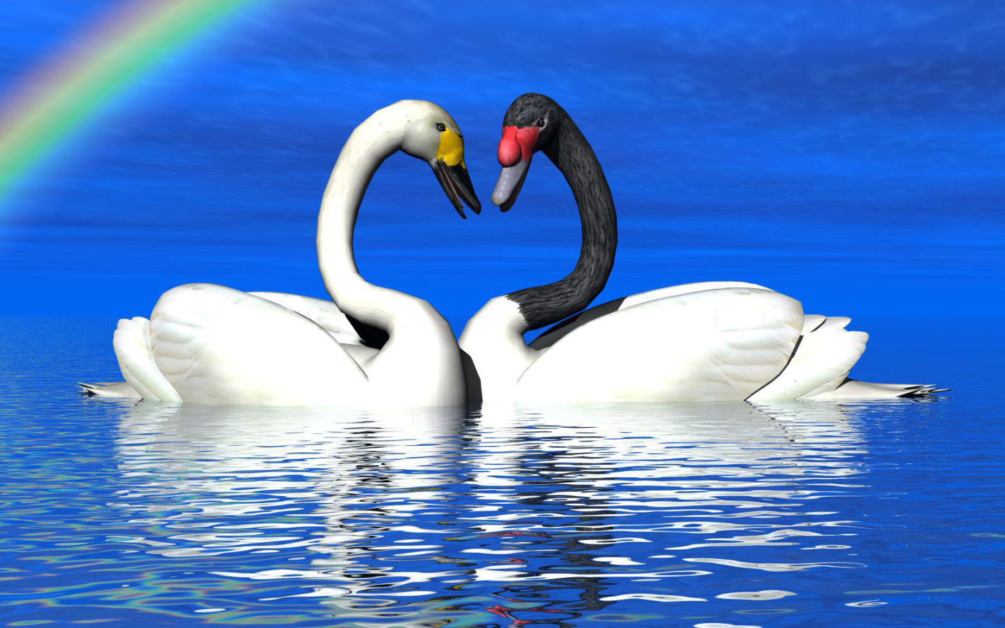 Лебеди под радугой