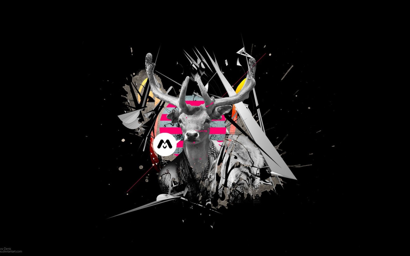 Олень на черном фоне