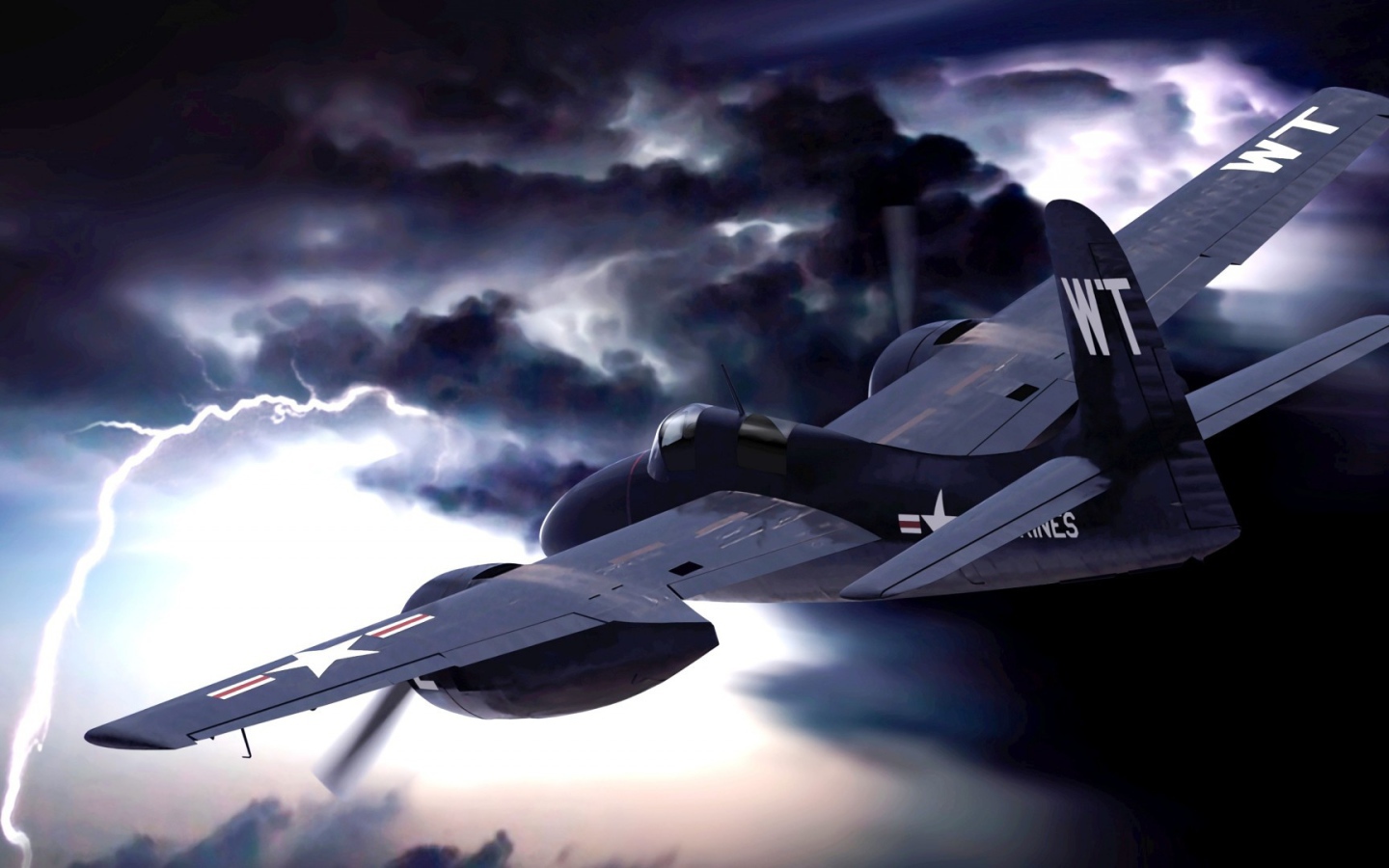 Самолет над облаками