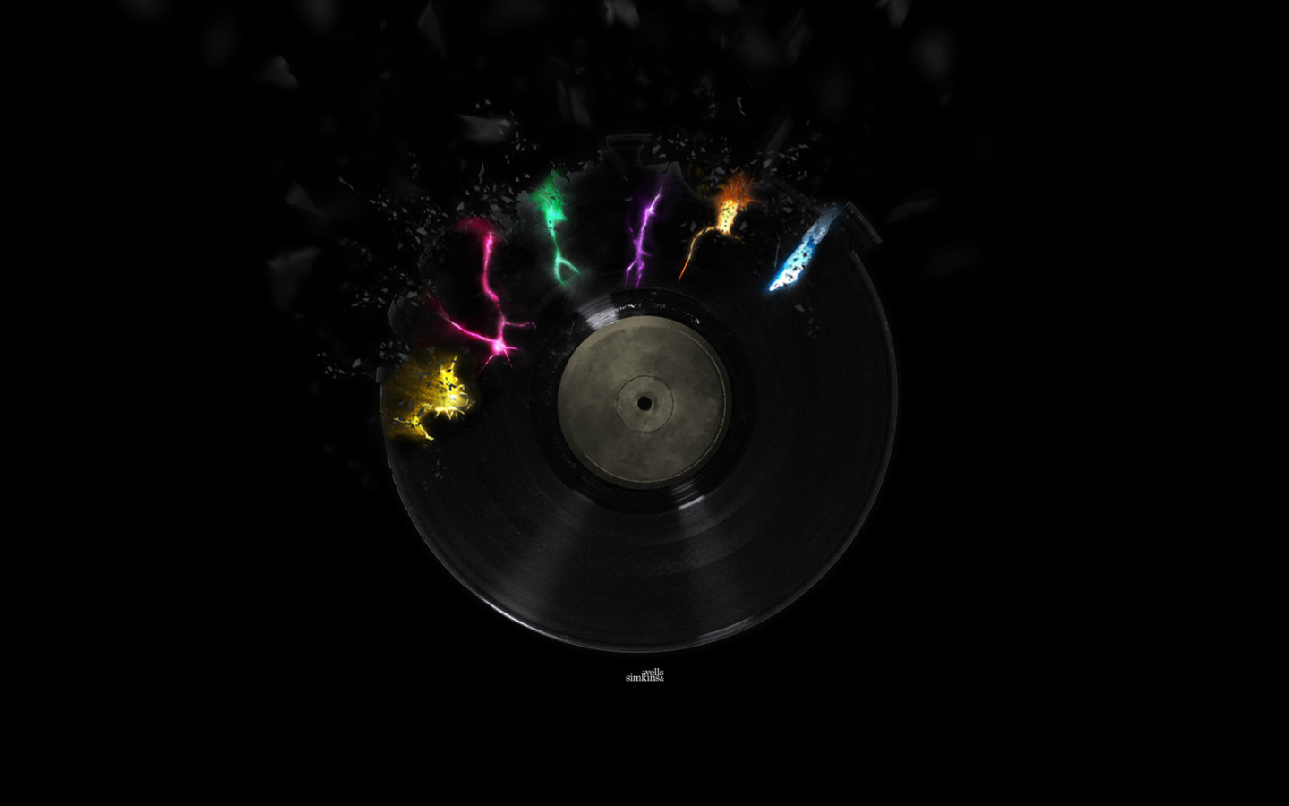Черные обои с виниловым диском