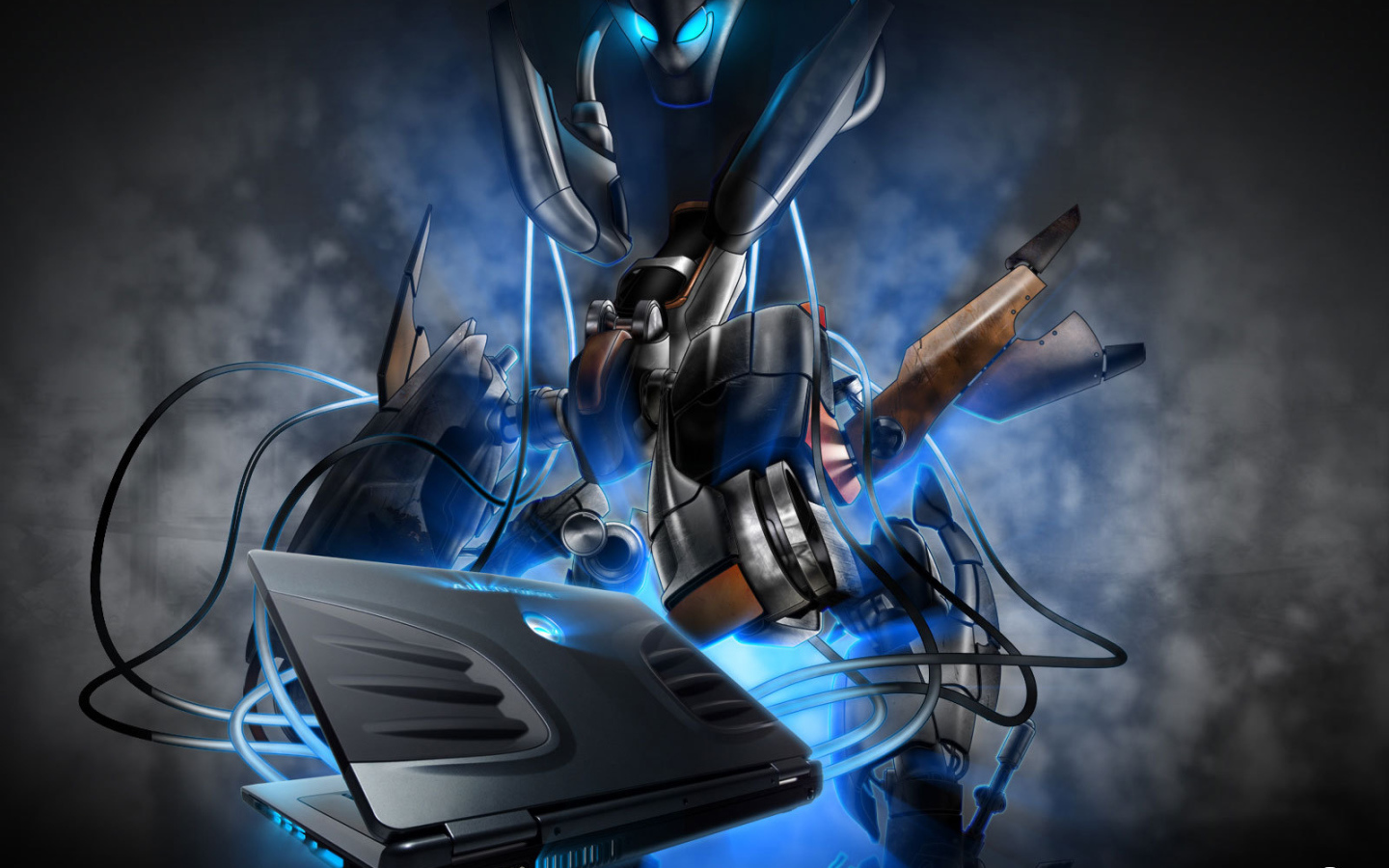 Робот с ноутбуком HP