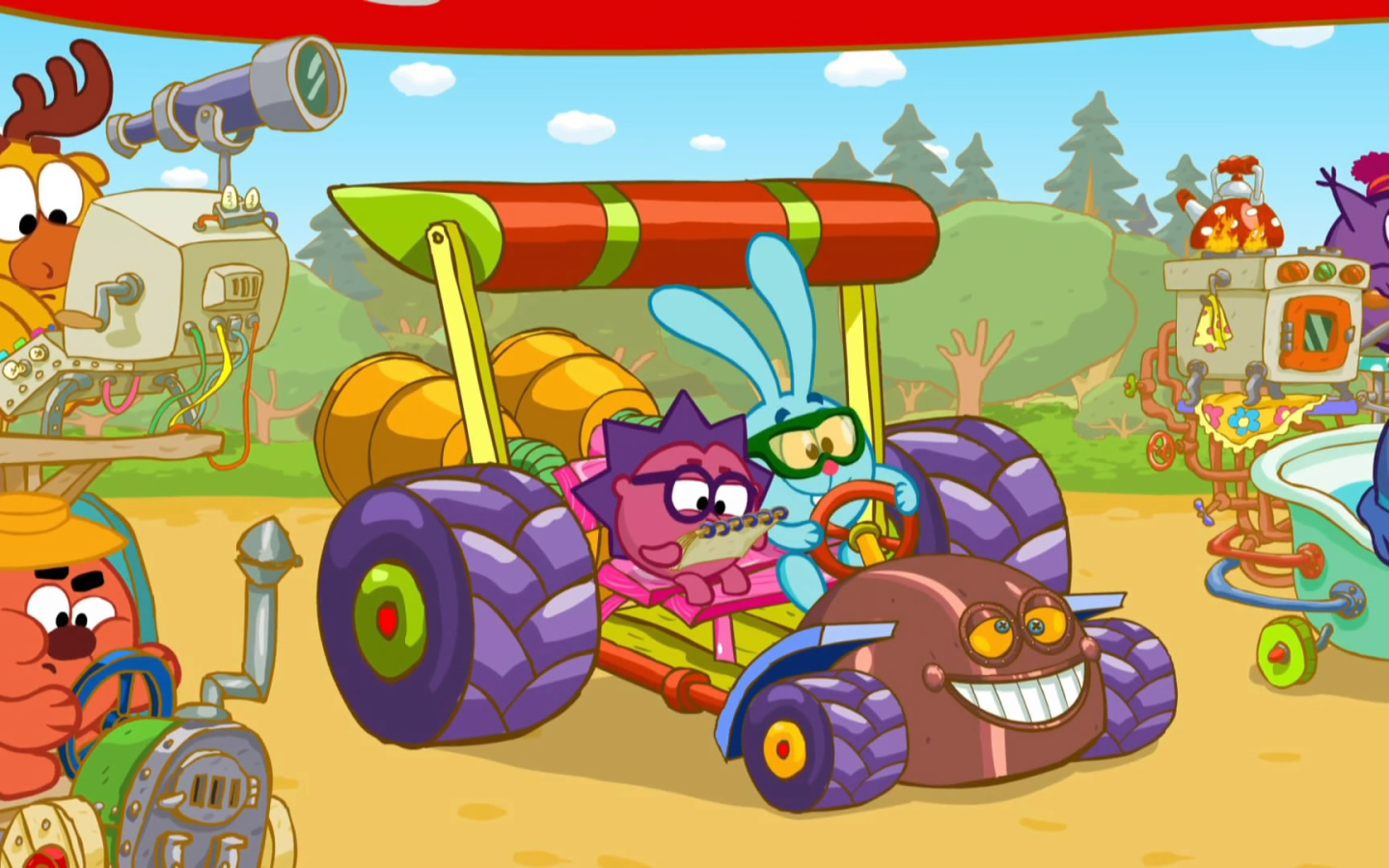 Гонки в мультфильме Смешарики