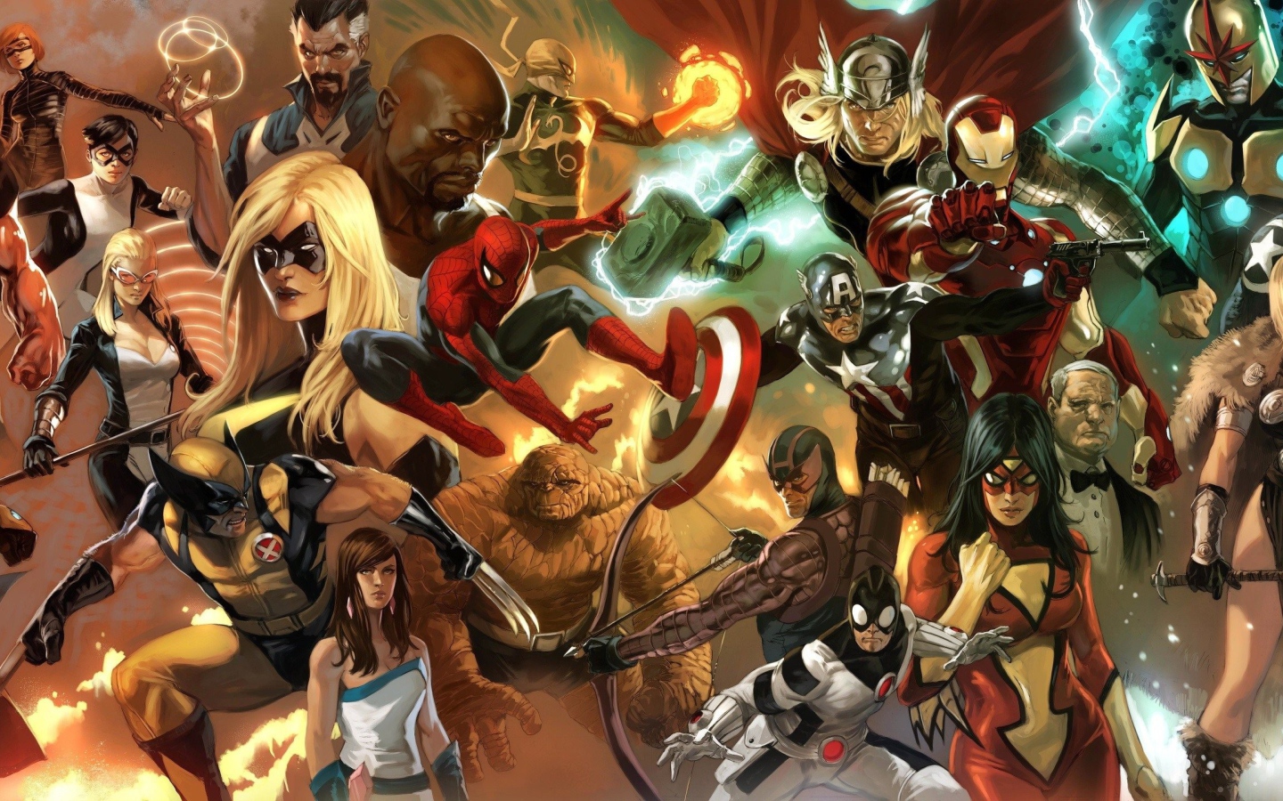 	   All the heroes of marvel