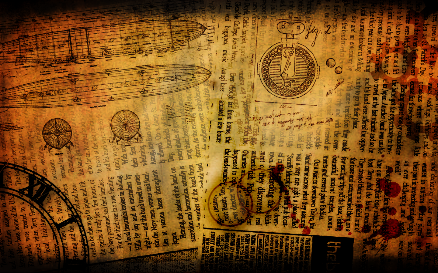 Чертежи на газетах стимпанк