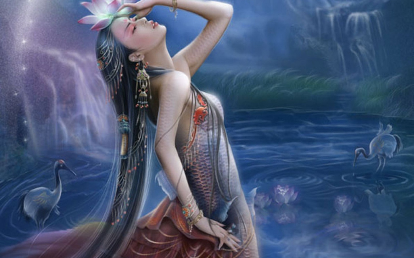 Девушка с лилией на голове