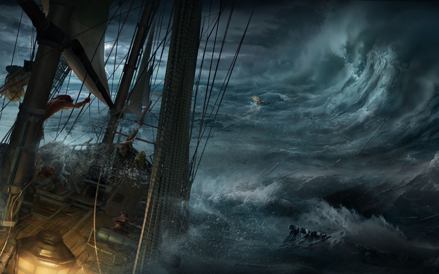 Корабль в бушующем море