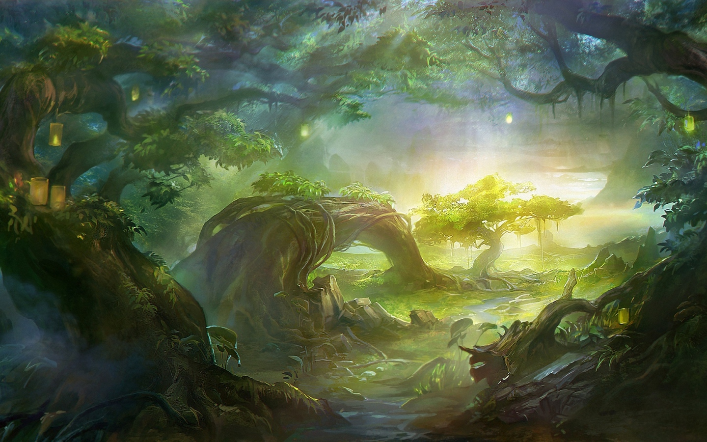 Деревья с фонарями