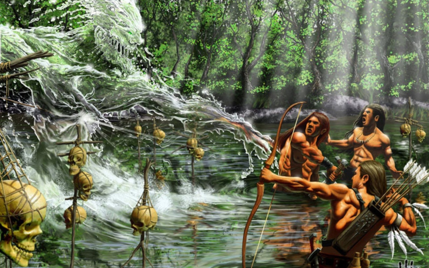 Люди воюют с водяным человеком