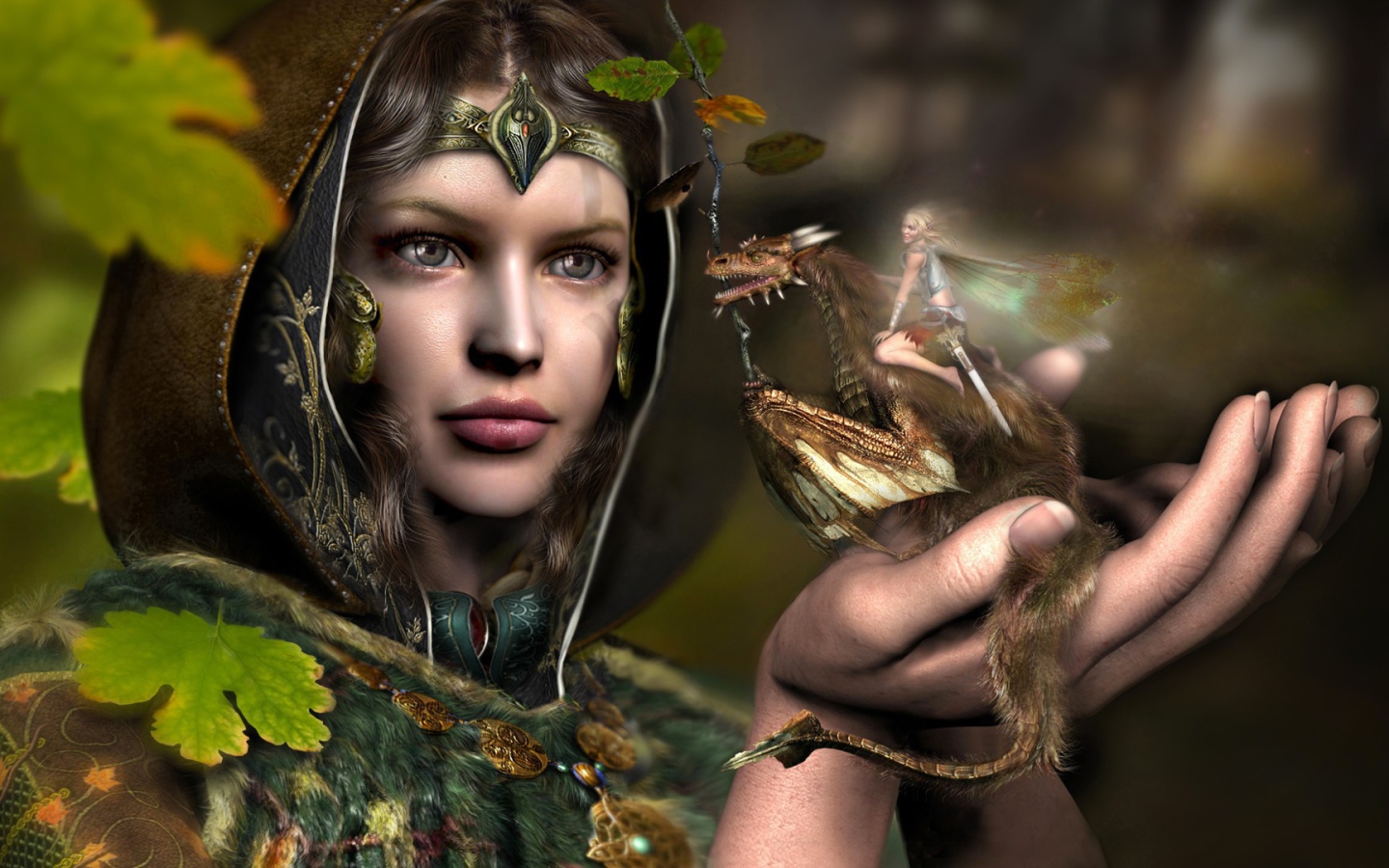 Девушка с драконом на ладони