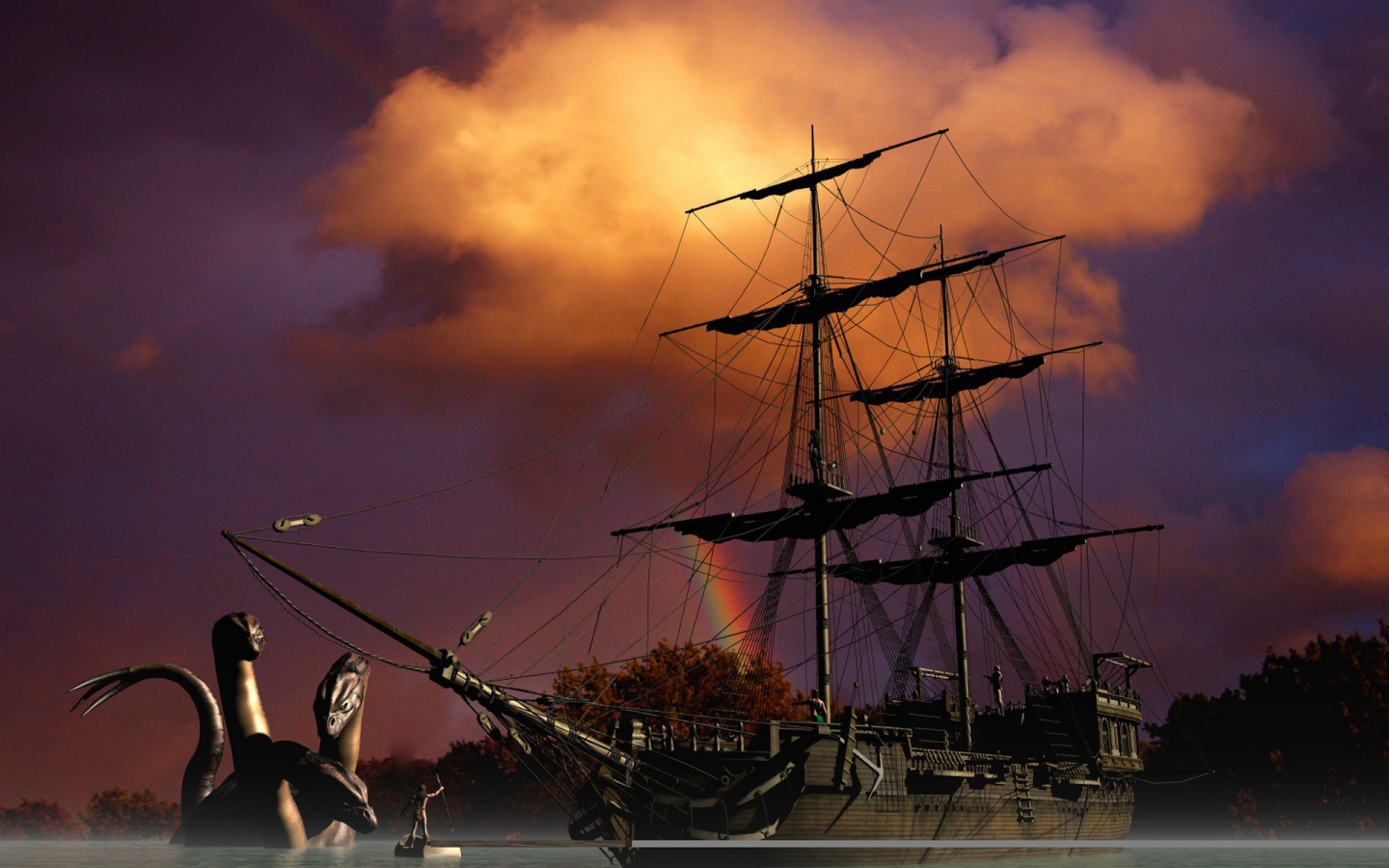 Корабль и морской змей