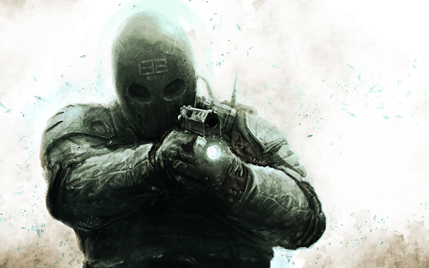 Солдат стреляет из пистолета