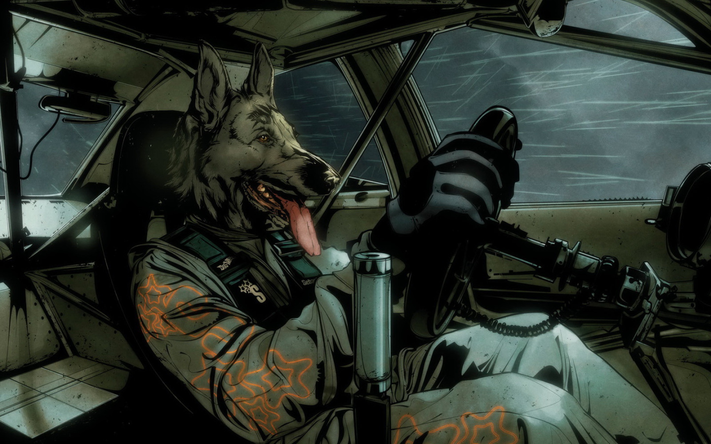 Собака в гоночной машине