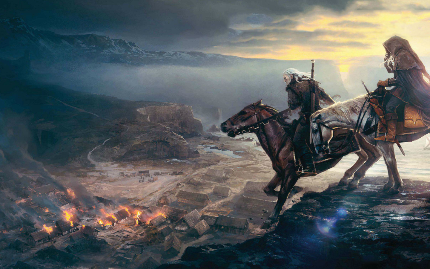 Спуск с горы в игре Ведьмак