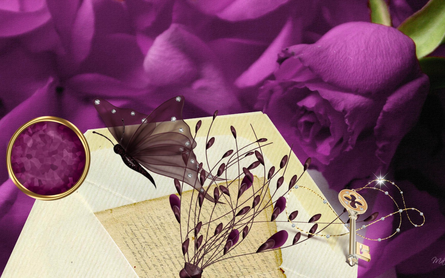 Фиолетовая роза, рисунок на восьмое марта