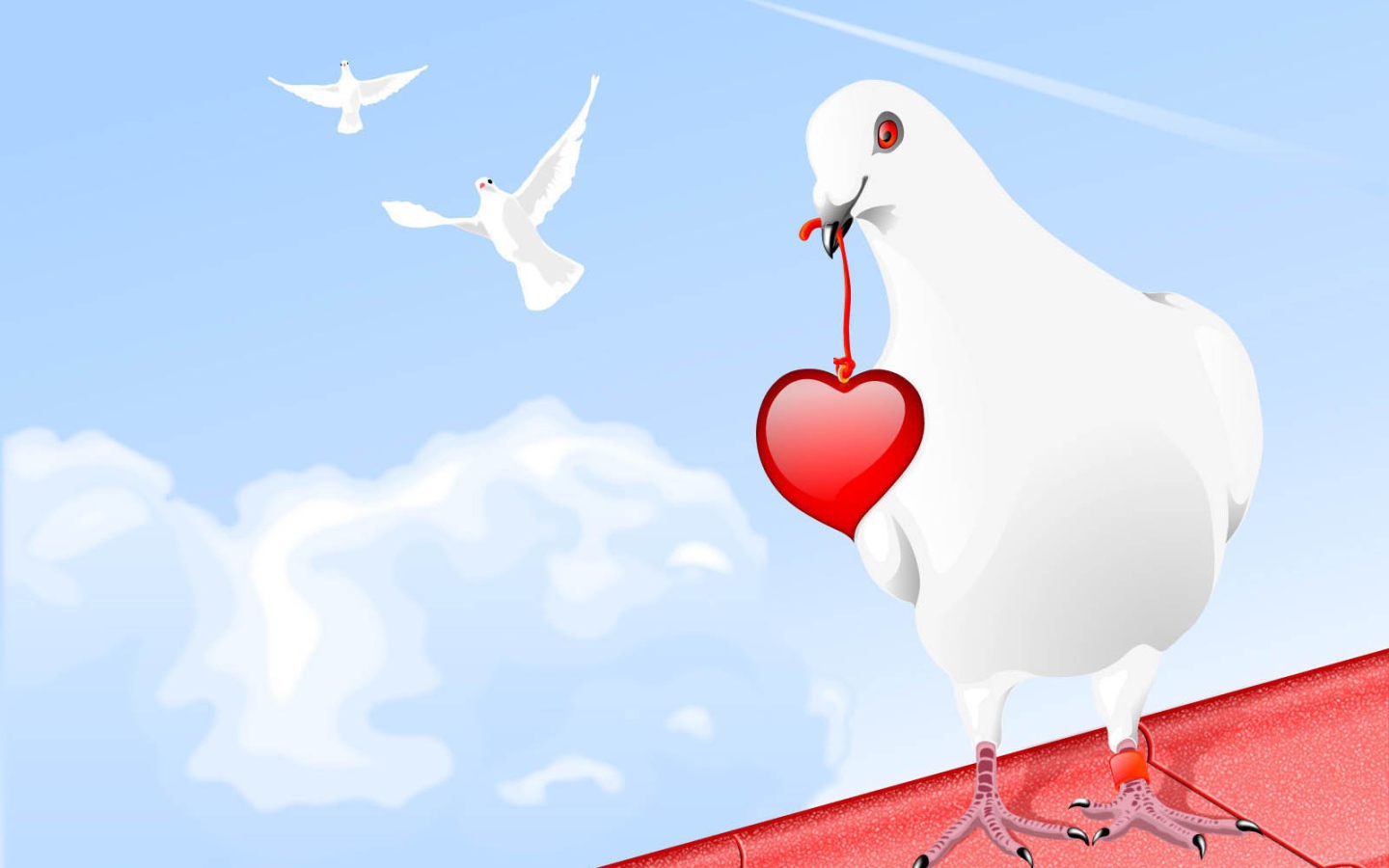 Голубь с сердцем на День Влюбленных 14 февраля