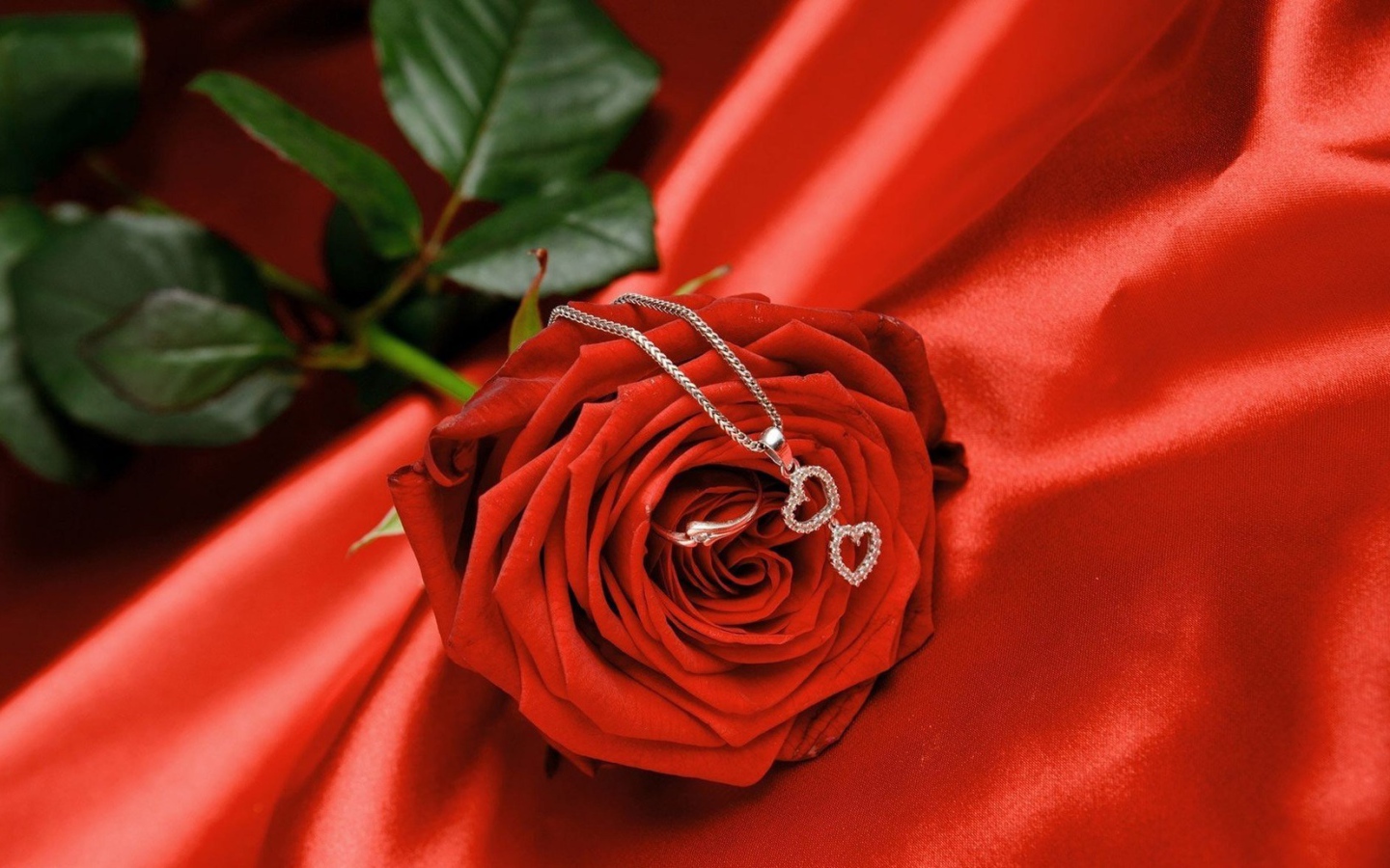 Роза с кулоном на День Святого Валентина
