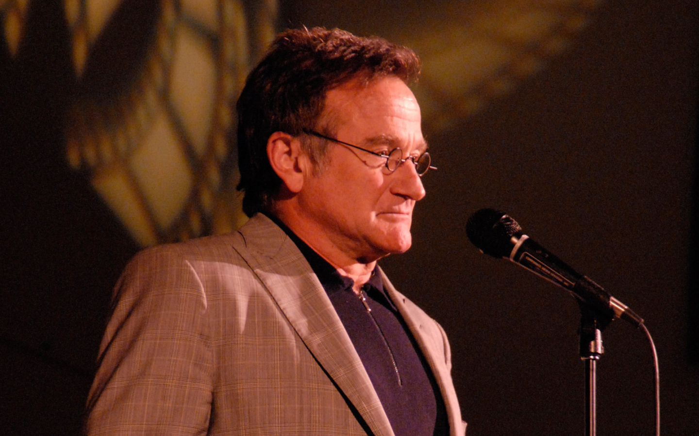 Актер Робин Уильямс выступает у микрофона