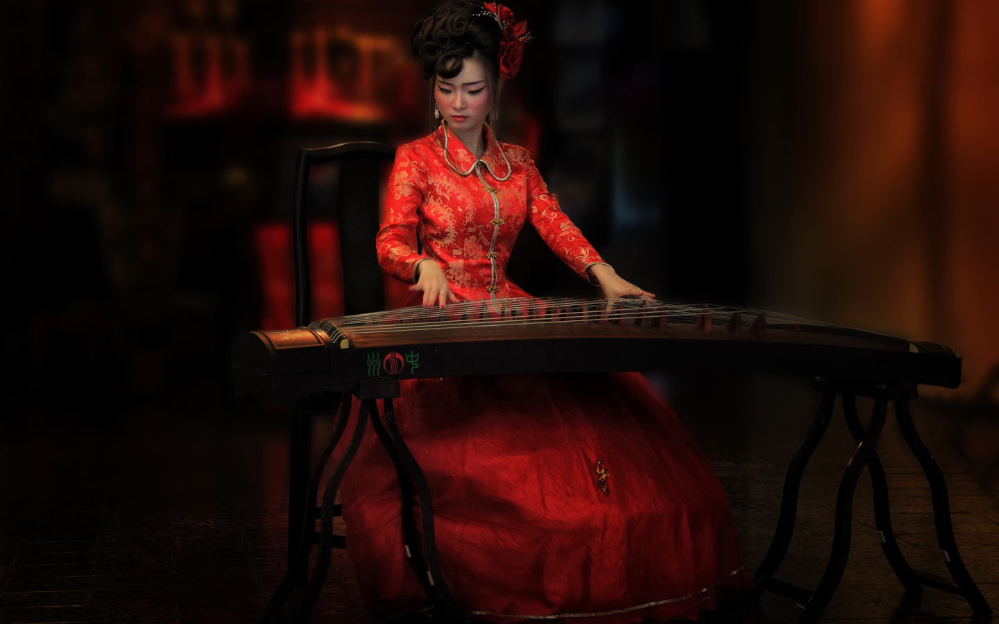 Китаянка с традиционным инструментом