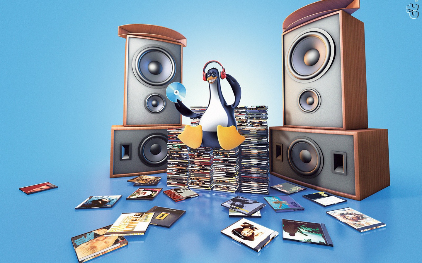 Пингвин слушает музыку