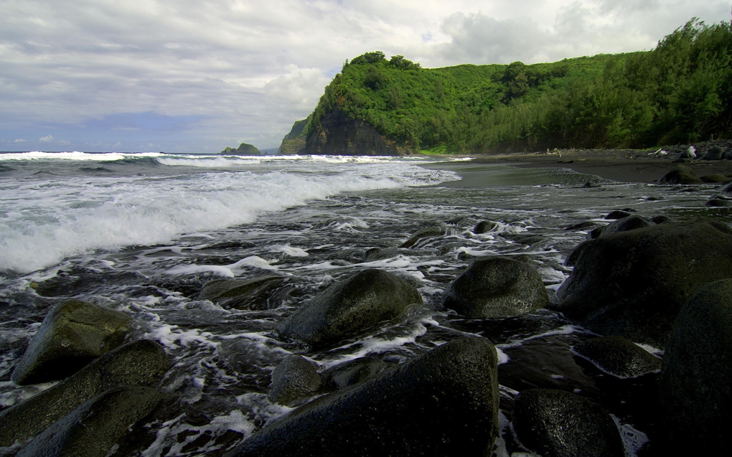 Каменистый пляж на Гаваях
