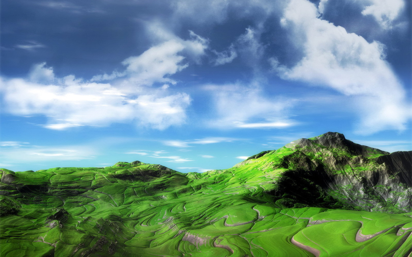 Зеленая гора с прожилками