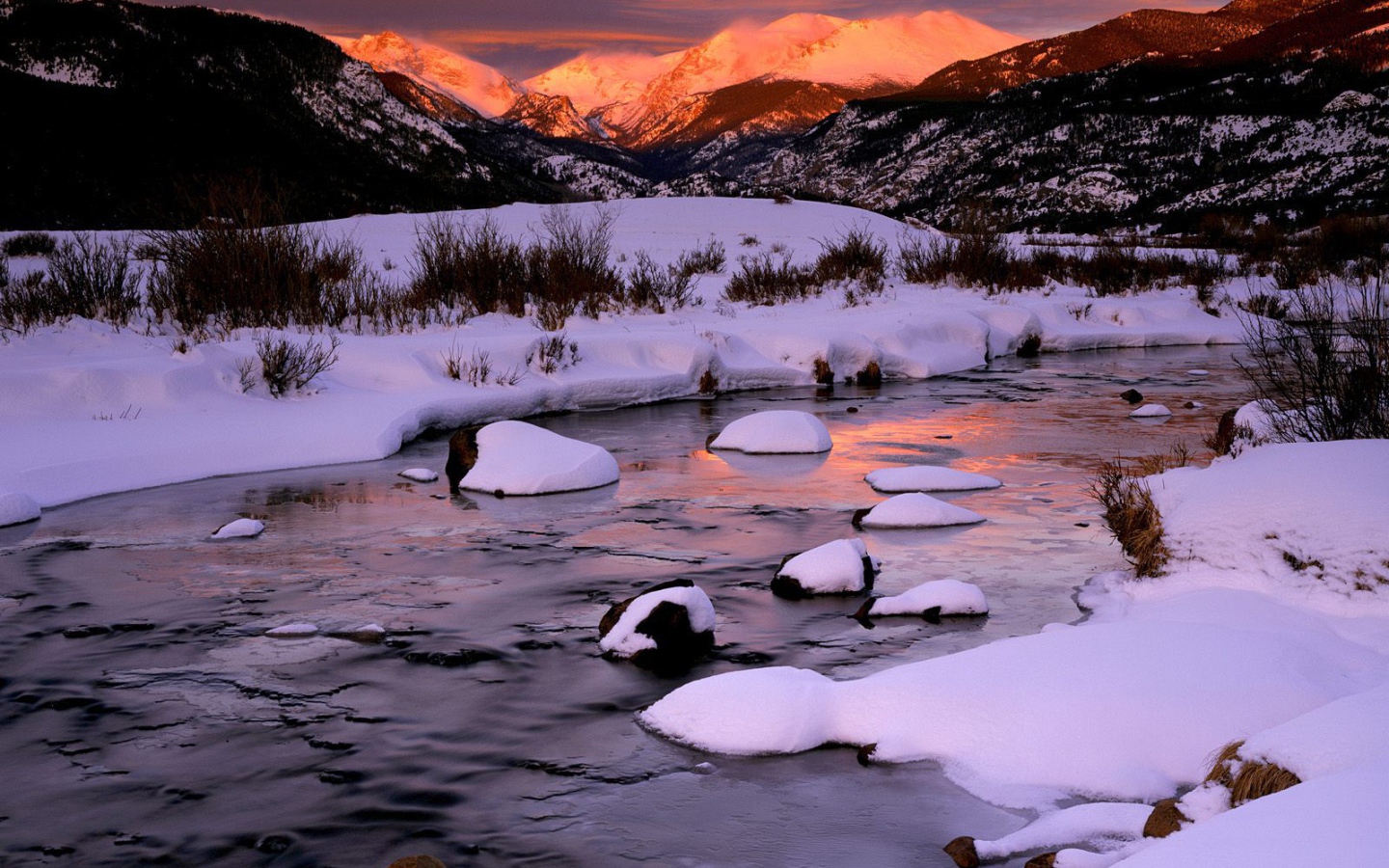 Снег на горной реке