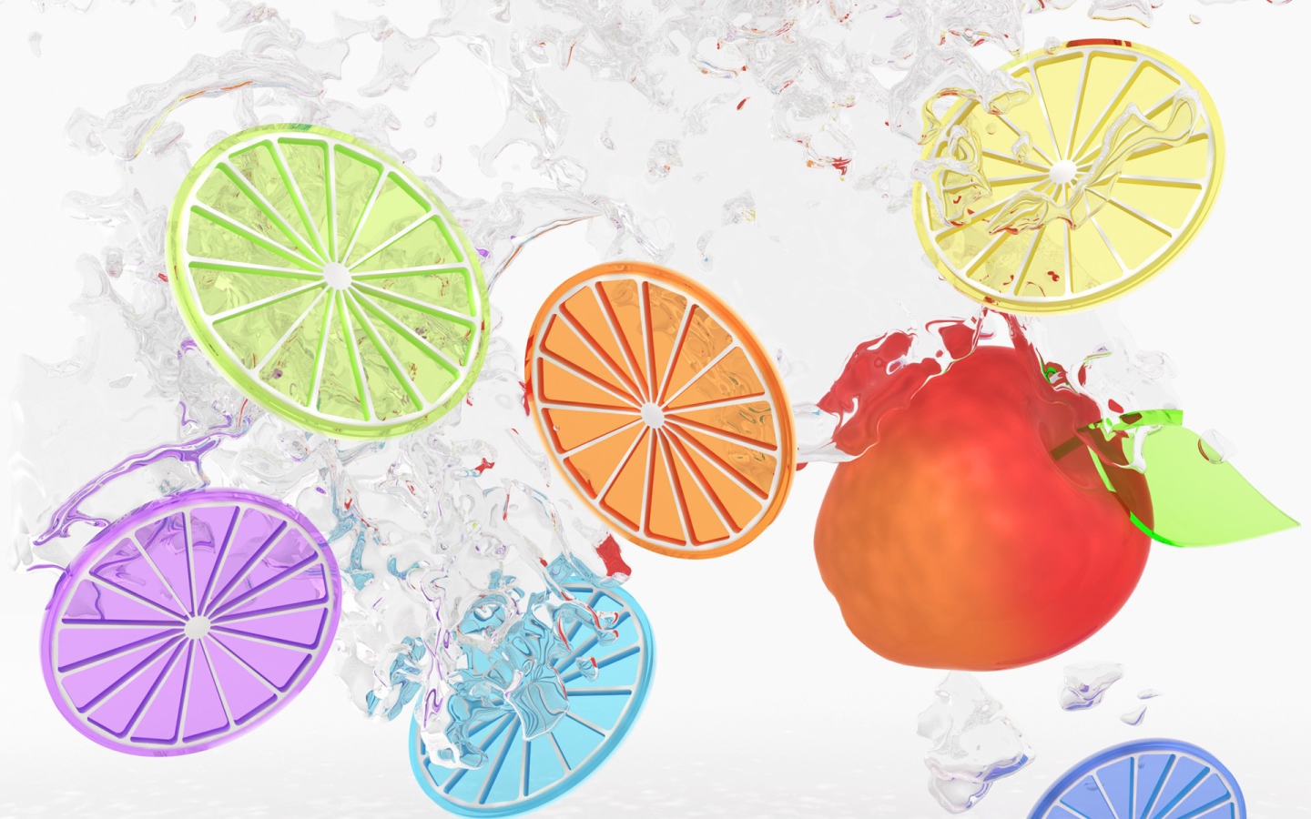 Яблоко и цветные дольки