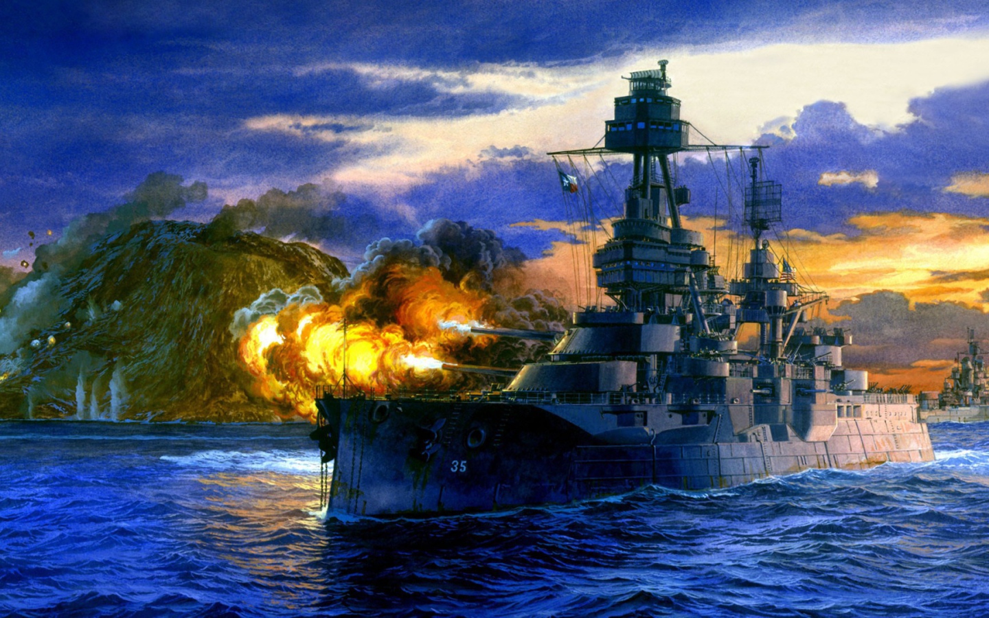 Корабль на закате