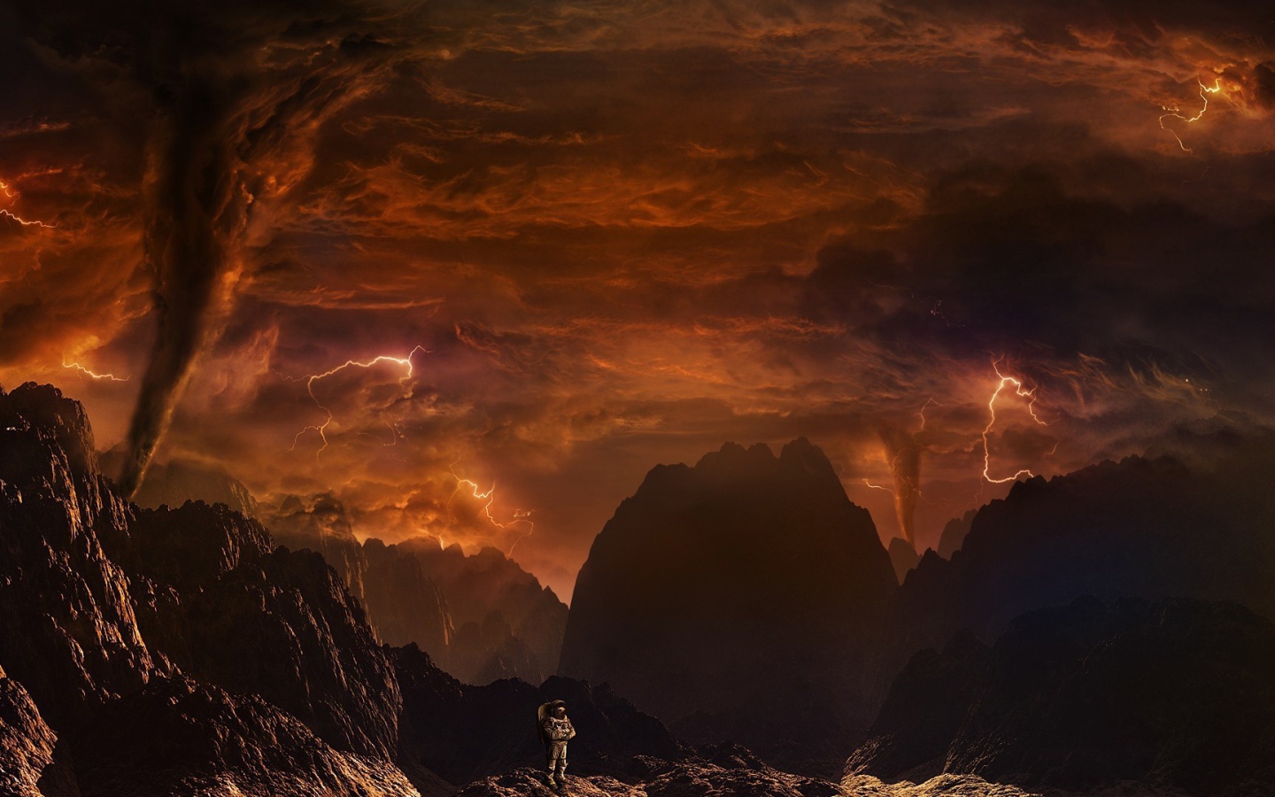 Космонавт на огненной планете