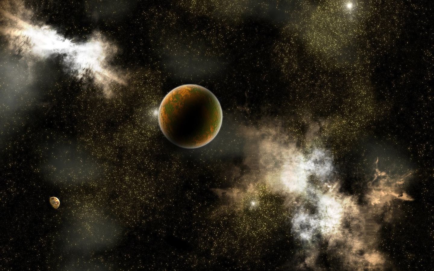 Планета на фоне галактики