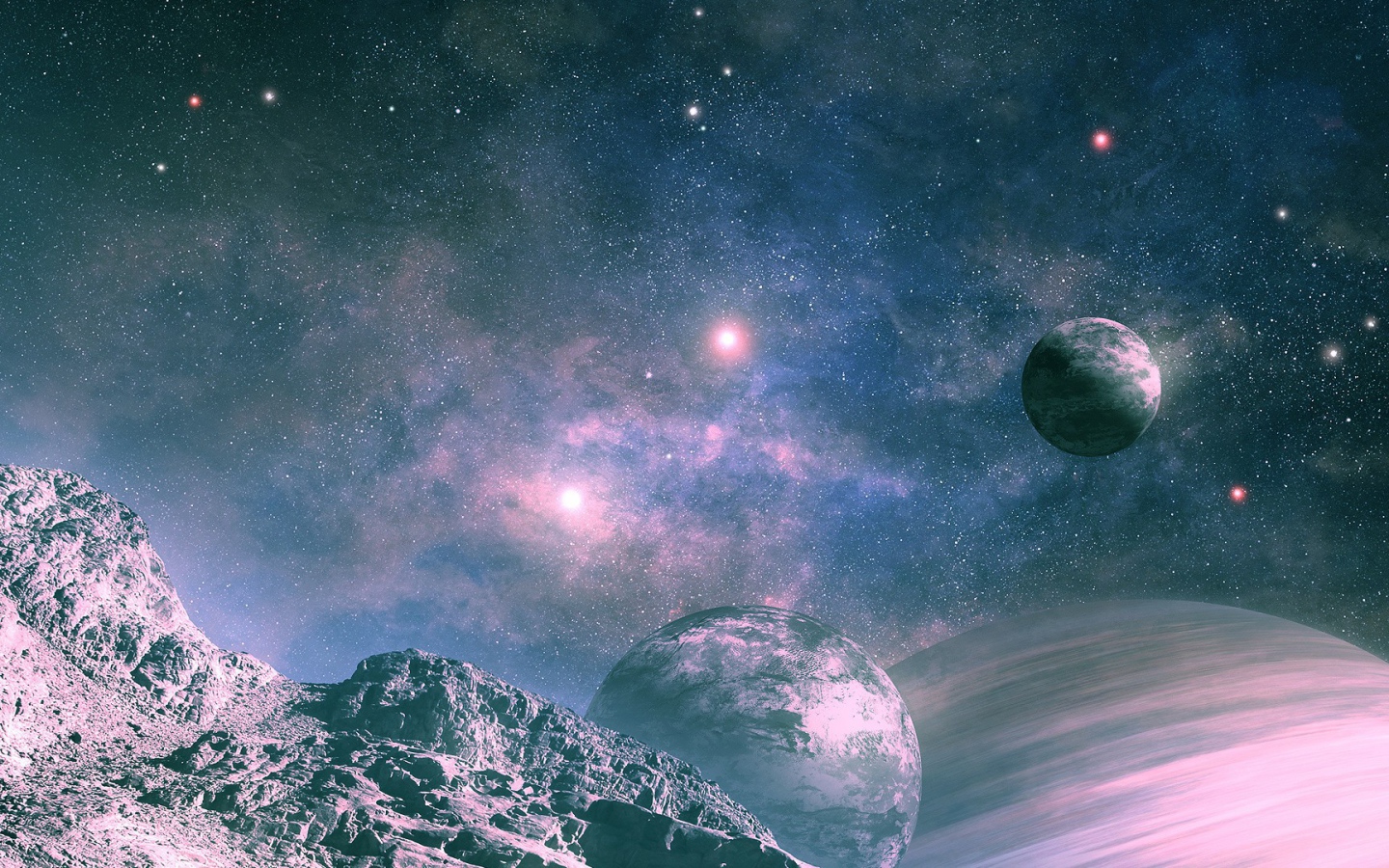 Звездное небо с планетами