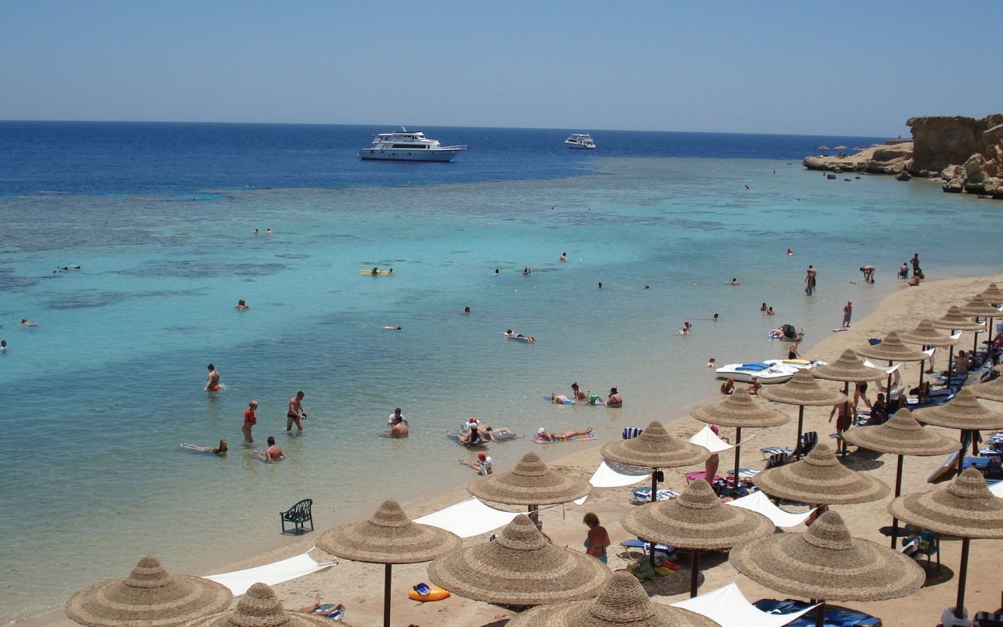 Relax on the beach in the resort of Sharm El Sheikh, Egypt