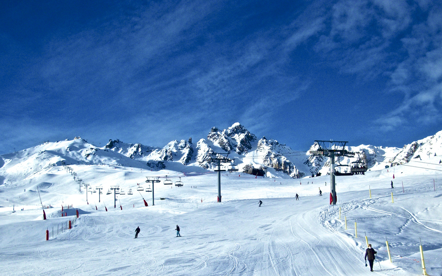 Ski piste in the ski resort of Courchevel, France