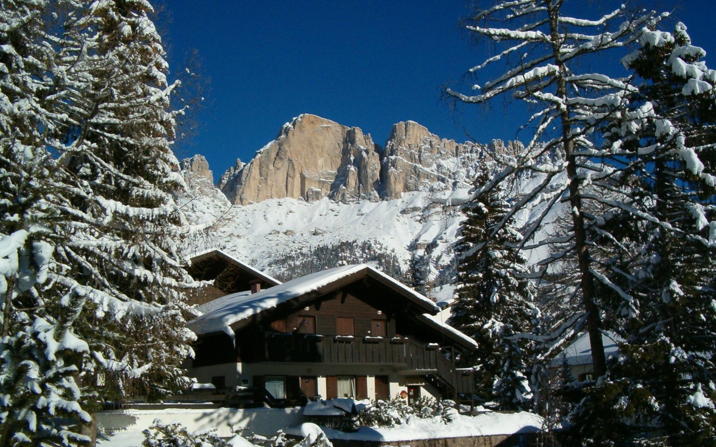 Гостиница среди сосен на горнолыжном курорте Валь-Ди-Фасса, Италия