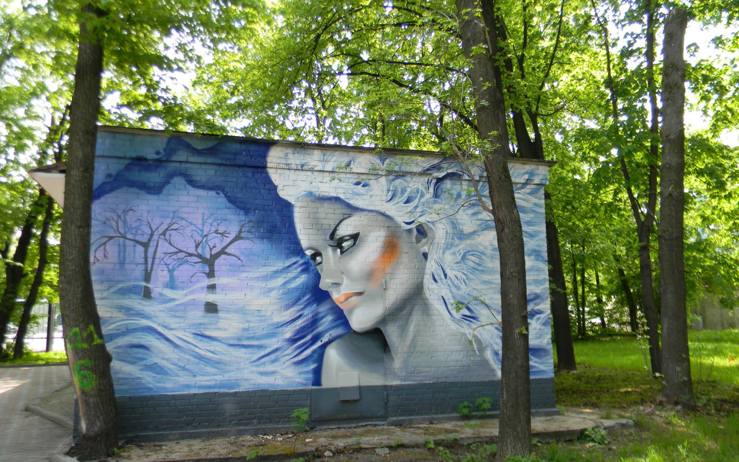 Граффити, красивая женщина