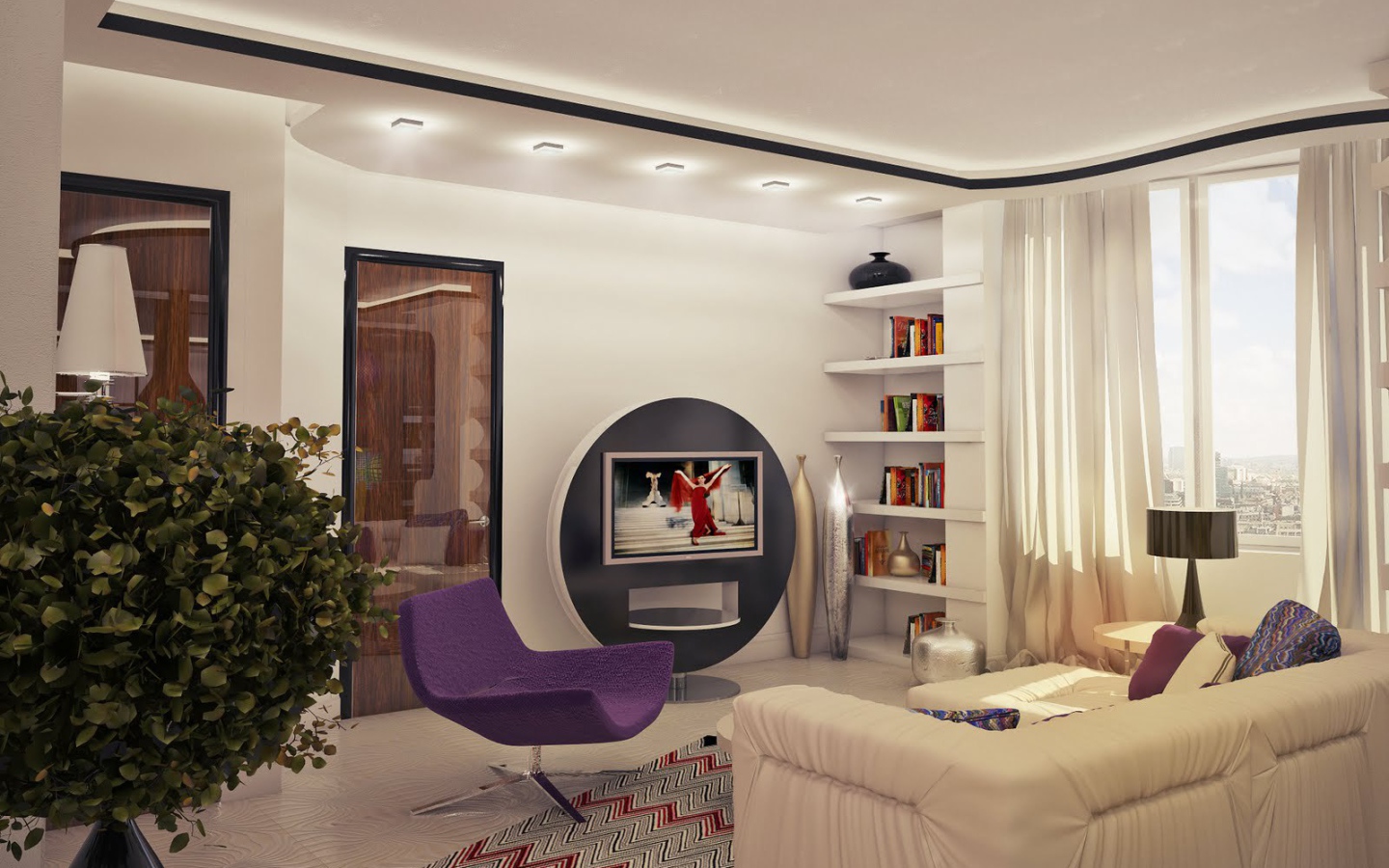 Зеленый букет в гостиной