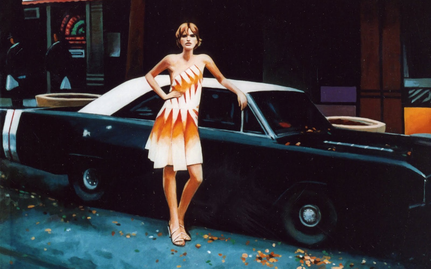 Фотография Женщина и черный автомобиль