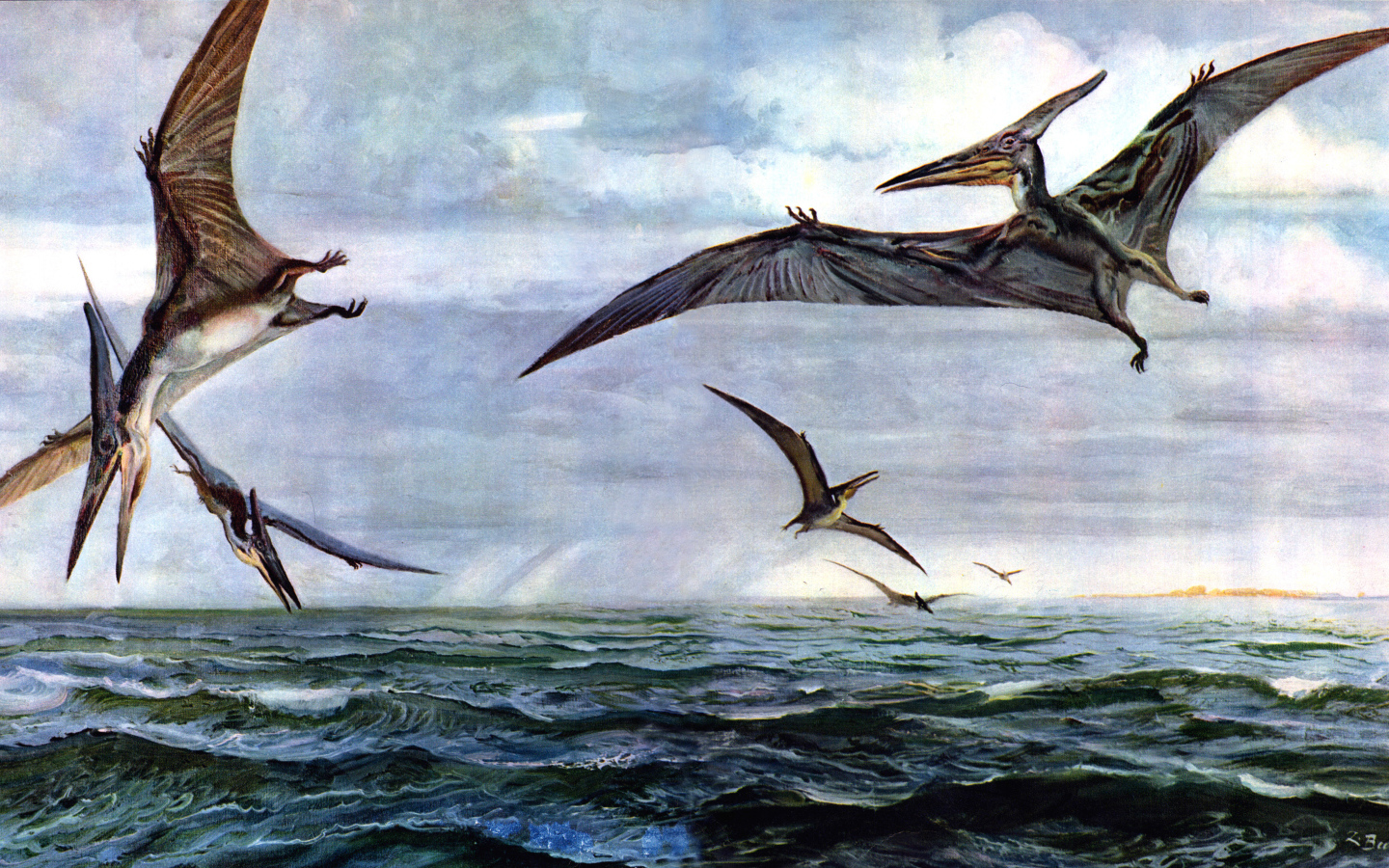 Птеродактили над океаном